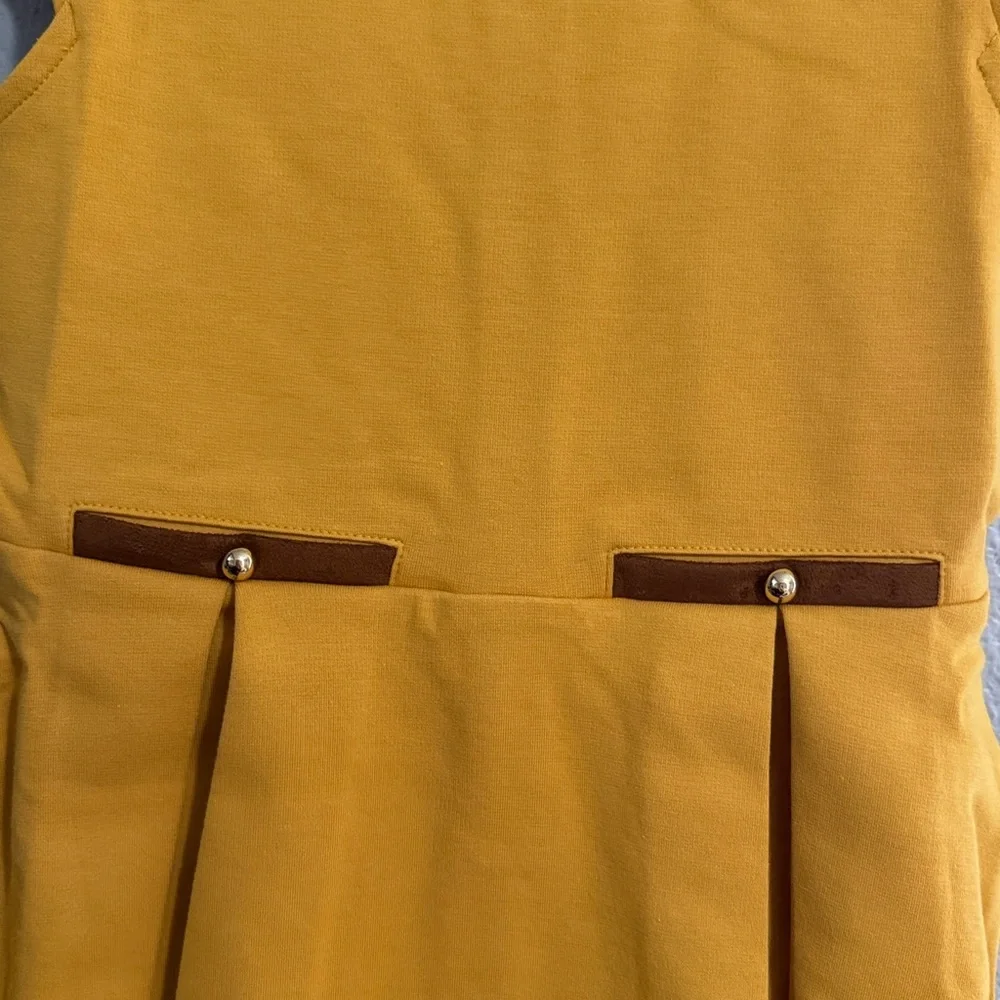 Janie and Jack flutter Sleeve Ponte dress size 8 cotton golden yellow white new